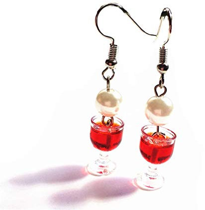 Essen Schmuck Glas Wein Ohrringe, Frauen Charm Ohrringe für Party Hochzeit rot Kostengünstig und langlebig
