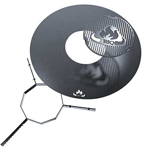 teileplus24 FR04 Grillmeister Set | 3-teilig | Grillring 55 cm + Grilleinsatz Ø 20cm + Auflageleiste, Größe:Grillring 55cm Grilleinsatz Abstandshalterleiste