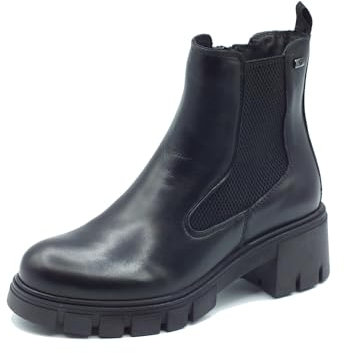 Valleverde 49200 Stivaletti Casual Donna Pelle Nero Tacco Grosso 5Cm Suola Gomma