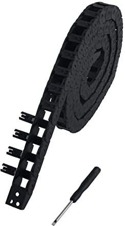 GooEquip R18 Innengröße 10X20mm 1m Länge Schwarz Kunststoff Flexibler offene Schleppkettenkabel Drahtträger Offen Typ für 3D-Drucker und CNC-Maschinen (R18, 10x11)
