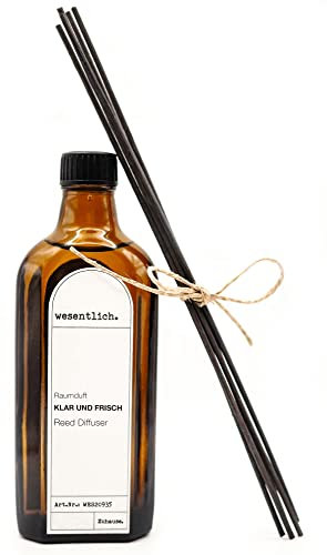 Reed Diffuser Raumduft Klar und Frisch (200ml) inkl. 5 Kapillarstäbchen - dekorativer Raumduft von wesentlich.