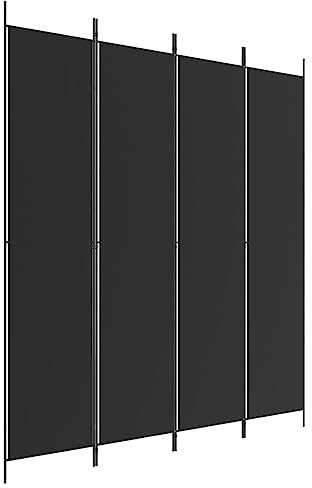 vidaXL Paravent 4-TLG. Raumtrenner Raumteiler Trennwand Umkleide Sichtschutz Spanische Wand Wohnzimmer Schlafzimmer Schwarz 200x220cm Stoff