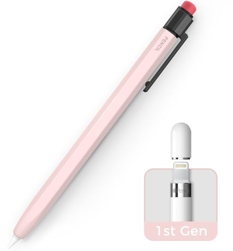 TRONWIN Apple Pencil 1st Generation Case, Silicone Pencil Sleeve Cover Perfect Grip Skin Classic Design with Sturdy Clip Compatible with Apple Pencil 1st gen for ipad (Pink)