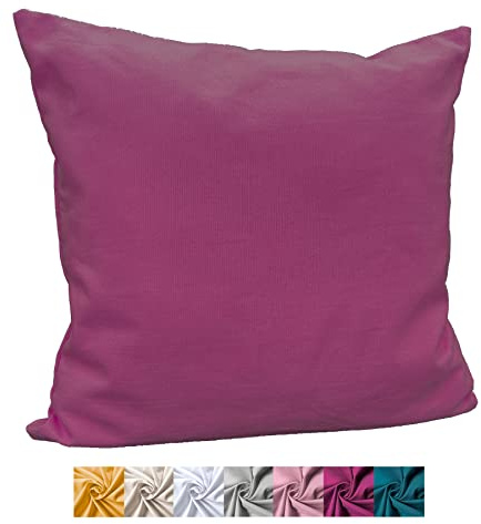 heimtexland ® Deko Kissenhülle Baumwolle Kissen Bezug Natur Dekokissen Typ849 Beere 48x48 cm