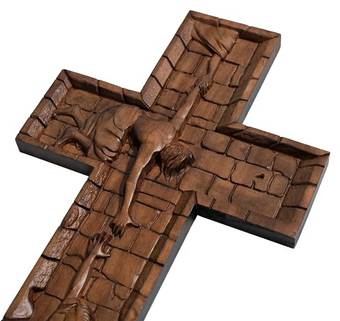 BGCOPPER Holzkreuz Wanddekoration Kruzifix Wandkreuz Jesus Kreuz Heimdekoration