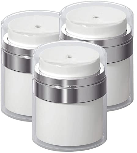 Ulife Mall Airless Pump Jar, 3PCS 30ml Airless Pump Bottle Moisturiser Container Jar Vacuum Bottle Refillable Empty Bottles Moisturiser Pump Dispenser Travel Cream Bottle for Lotions, Creams, Makeup