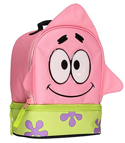 INTIMO SpongeBob SquarePants - Lonchera con diseño de Patrick Star 3D, con doble compartimento, aislada, bolsa de almuerzo