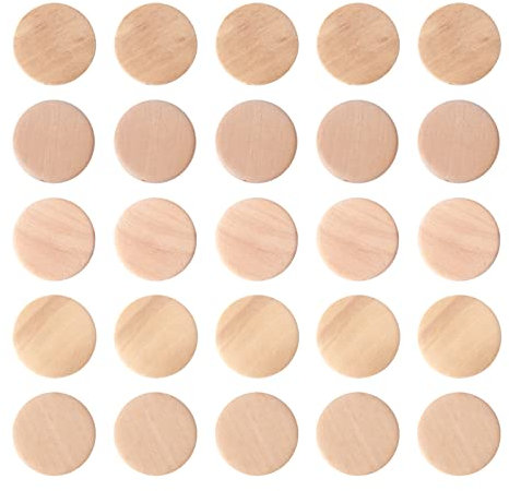 Craftdady Lot de 50 perles rondes et plates en bois naturel brut de 30 mm pour bijoux, artisanat, décoration d'intérieur