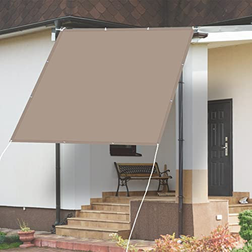 Tenda a Vela Impermeabile 7 x 7 m Protezione Antivento Tenda da Sole Quadrata da Esterno Metri Protezione Raggi UV Adatto per giardini, piscine, spiagge, Tortora