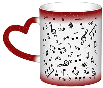 WOWBED Musikalisches Thema Farbwechsel Tasse Keramik wärmeempfindliche Farbwechsel Tassen wärmeaktivierte Sublimation für Kaffeetasse