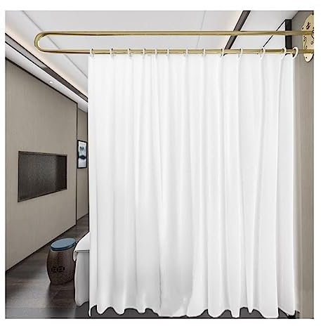 GOCHUSX Raumteiler-Vorhang-Kit Wandmontierter U-förmiger Trennvorhang Mit Langer Schiene, Schönheitssalon Privatsphäre Trennwand, Wandbefestigung (Farbe : Weiß, Größe : 2x2m)