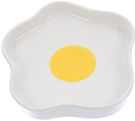 CIYODO Poached Egg Ceramic Plate Dessert Plates Deviled Egg Tray Ceramic Serving Plate Cute Dinner Plate Deviled Egg Carrier with Lid Dinner Dish Food Bowl White Wedding Ceramics