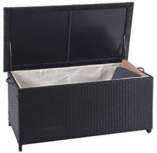 Mendler Poly-Rattan Kissenbox HWC-D88AM, Gartentruhe Auflagenbox Truhe Premium, 51x100x50cm 170l - schwarz