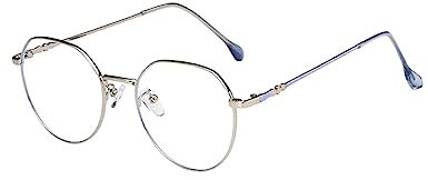 DSOUWEH Brillengestell mit Farbverlauf, Anti Blaulicht, transparente Linse, Glas, Make up freie Brille im Vintage Stil für optische, Silber Weiss