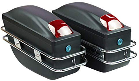 CruSio Motorrad-Roller-Heckbox, Seitenkoffer, 30 L, Motorrad-Kofferraum, Gepäckaufbewahrung, Mit Beschlägen, 48 X 19 X 28 Cm, 2 Stück/Matt-Schwarz