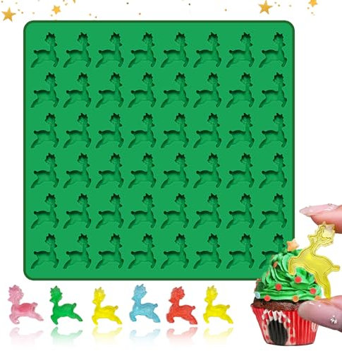 48 Mulden Weihnachtsthema Silikonform 3D Fondant Schokoladenform, Antihaft Weihnachten Pralinenform, für Schokolade, Süßigkeiten, Fondant (Form von Weihnachtshirsch)