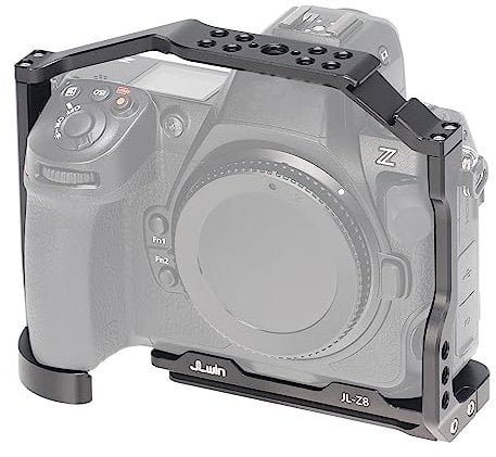 FOTGA Camera Cage for Nikon Z8 Mirrorless Camera, Aluminium Video Stabiliser Rig with Cold Shoe, 1/4 Inch Screw Thread, 3/8 Inch-16 Fixing Pins for Arri Grip, Quick Release Plate for Arca-Swiss Tripod