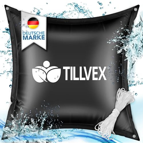 tillvex® Poolkissen Winter XXL | Luftkissen inkl. Reparaturkit | Winterkissen mit Sicherheitsventil | Poolpolster Pool Abdeckung Kissen Doppelnaht (8 Stück - 120x120cm, Schwarz)