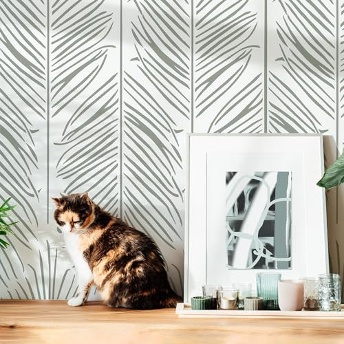 STENCILIT® Palm Leaves Pochoirs Muraux Réutilisables - Lot de 2 Pochoirs 33 x 79 cm, Grands Motifs Fronde de Palmier, Peinture Décorative Murale