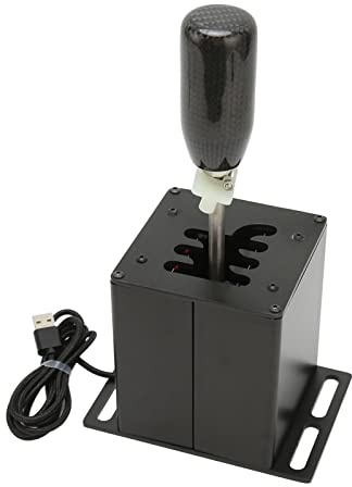 Lazmin112 USB-Simulator-Schalthebel, 6+R Racing H-Schalthebel mit Kohlefasergriff, für G29 G27 G25 G920 Sim Racing Games, für T300RS GT-Lenkrad-PC, Schwarz