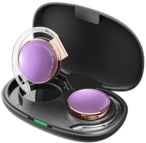 On-Ear Headphones Bluetooth V5.3, Clip on Earphones Wireless with Earhooks, Open Ear Sports Headset Bluetooth with 4 Microphones, Noising Cancelling/Long Battery Life/with Charging Case