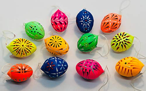 Ostereier sorbische Wachstechnik 12 Wachteleier neon (Tageslichtleuchtfarbe)