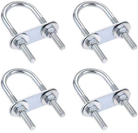TA-VIGOR 4 sets M6 Round U-Bolts, 25mm Inner Width 70mm Length 304 Stainless Steel U-Bolts with Nut, Plate, Washer for Attaching Piping Conduit Cable Tube Brackets Boat Trailer