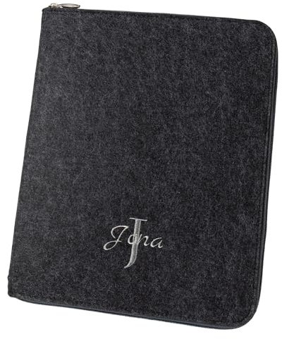 Schreibmappe aus Filz A4 personalisierbar mit Namen (Stickerei wählbar) - Mappe für Schreibblock, Dokumente, Visitenkarten - Organizer für Business, Uni & Büro