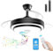 FIMEI 42.13'' Ventilador de Techo con Luz, Ventilador de Techo con Aspas Retráctiles con Audio Bluetooth, Control Remoto y Aplicación, 6 Velocidades Reversibles y 3 Temperaturas de Color