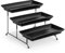 MALACASA 3-stufige Servierplatte aus Steinzeug mit klappbarem stabilem Ständer, für Partys, Buffets, Obst, Desserts, Cupcakes, Mattes Schwarz, 30,5 x 15,3 cm