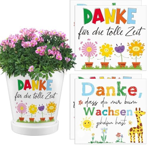 4PCS Aufkleber für den Blumentopf, Danke, Dass du Mir Beim Wachsen Geholfen Hast, Abschiedsgeschenk Kindergarten Erzieher, Aufkleber Blumentopf Danke Danke für Kindergarten