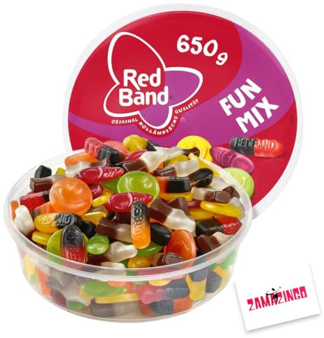 Red Band Fun Mix Fruchtgummi 650g | natürlichen Farbstoffen | Gemischter Geschmack für Naschkatzen | Teilen und Verschenken + Zama4Zingo Karte