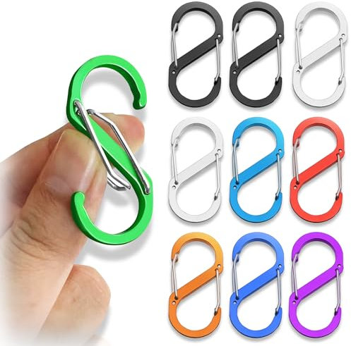 10 pièces Mini Mousqueton, S Mousqueton Porte-clés, Double Ressort Porte-clés, S Boucle d'escalade, Convient pour la Maison, Sac à Dos, randonnée en Plein air, Camping, pêche, Voyage, clés.