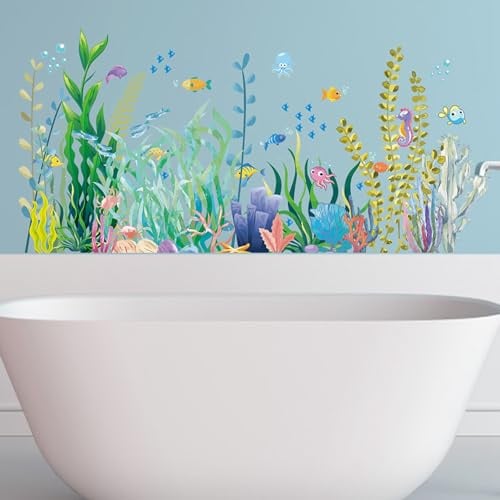 Sushruta Wall Stickers Sea World Algen-Fisch-Badezimmer-Badewannen-Dekoration