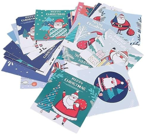MORAINJAY 30 Stk Weihnachtskarten Set, Weihnachtspostkarte Klappkarten Weihnachtsgrußkarten Kraftpapier Karten Postkarten für Weihnachten, Glückwunschkarten für Familie Freunde Neujahr Weihnachtsgrüße