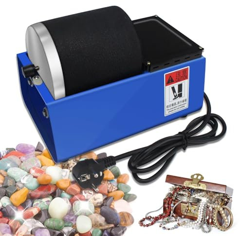 OFNHJK Rock Polisher Machine, Jewelry Polisher Tumbler Machine, Barrel Polishing Machine, 16W Jewelry Polishing Finishing Machine for Natural Stone, Metal, Parts Polishing Chamfering
