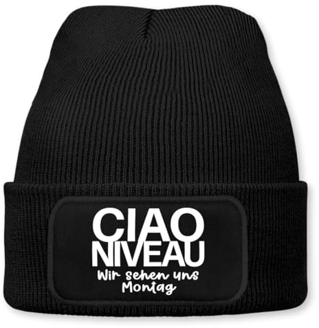 Prozente Momente Ciao Niveau - Beanie | Strickmütze | Wollmütze | Beanie mit Druck | lustige Sprüche | Apres-Ski | Winter