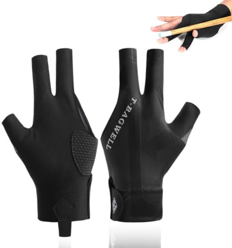Billardhandschuhe Linke/Rechte Brückenhand, Snooker Handschuhe, Billiard Pool Cue Gloves, rutschfeste Poolhandschuhe, Verstellbare Poolhandschuhe, Geeignet für Pool-Spiele, Snooker, Carom-Spiele