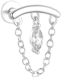 LiMinM Damen-Ohrringe mit 5A-Zirkon-Kegel-Anhänger, einfache durchbohrte Knochennagel-Ohrringe(Silver#1)