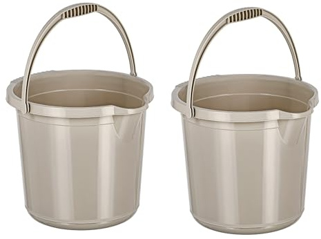 Best House | Plastic Water Bucket | 14 Litres | CREAM | 2 Pcs | Cleaning Bucket | Bathroom Bucket | Durable Household Water Storage Bucket with Handle, Multi Purpose Use for Home Garden & Workshops