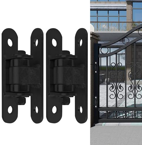 2 robuste Torscharniere, robuste Bolzen auf abgedichtetem Lager, für den Außenbereich, Torscharniere zum Anschrauben auf Torbolzen, verstellbares Joch-Drehgelenk, unterstützt Tore bis zu 500 kg