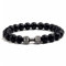 Hantel-Armband für Herren, Fitnessstudio, Fitness, Barbell-Armband, natürlicher vulkanischer Lavastein, verstellbar, natürlich, schwarz, matt, Steinperlen, Armband, Fitness, Langhantel-Schmuck für