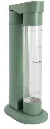 CREATE/SODA MAKER STUDIO/Wassersprudler 1L Salbeigrün/Keine CO2-Flaschen enthalten, kohlensäurehaltig in 4 Schritten, BPA-freie Flasche, keine Stecker