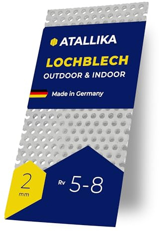 ATALLIKA Lochblech Aluminium Rv 5-8 [450x350 mm] - 2mm dickes Alu-Blech mit Rundlochung 5mm/8mm [wetterfest für Outdoor & Indoor] - präziser Zuschnitt aus Deutschland