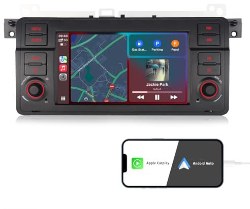 Radio de Coche para BMW Serie 3 E46 1998-2006 con Carplay Android Auto OEM Radio de Pantalla táctil con DSP Bluetooth 5.0 Mirror Link EQ+Mic