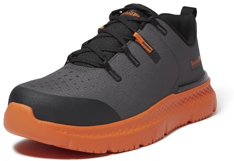 Timberland PRO Men's Intercept Steel Safety Toe Industrial Athletic Work Shoe, Dark Grey/Orange, 9.5M