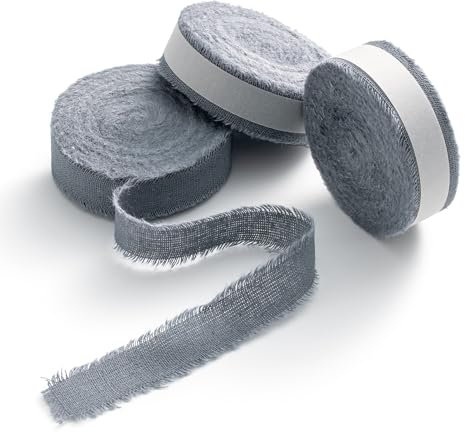 AOKSUNOVA Baumwollband Stoffband Stoffbänder Schleifenband Baumwolle Geschenkband Grau-Blau
