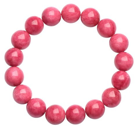 NHDVDVAV Natural Pink Rhodonite Round Beads Bracelet,Crystal Gemstone Bracelet,Natural Stone Beaded Chakra Bracelet,Crystal Healing Birthday Gifts for Women,7~7.8mm