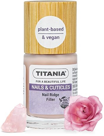TITANIA® Ridge Filler Nagellack 12ml, Rillenfüller >86 % natürliche Inhaltsstoffe, Vegan, Schnelltrocknend, glättet Rillen, Unterlack, Bambusdeckel, Dermatologisch bestätigt