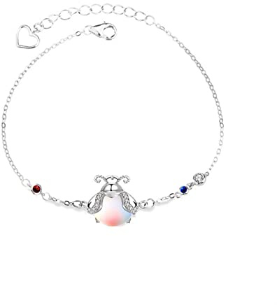 CWZZWS Armband Sterling Silber Firefly Armband Frauen Mondstein Insekten Armband Engagement Hochzeit Schmuckbänder und Armreifen
